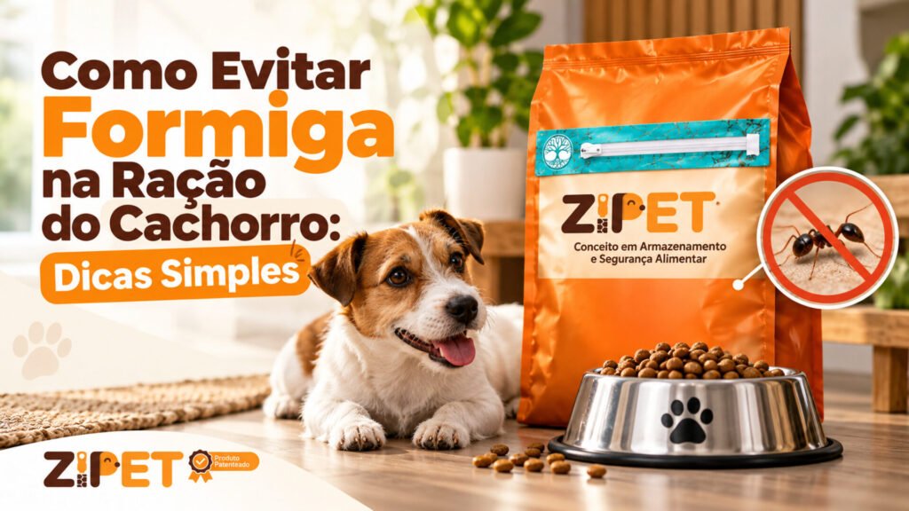 Dono fechando embalagem de ração para reduzir exposição ao ar e manter frescor